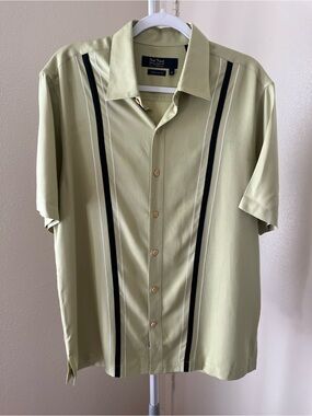 Nat Nast 100% Silk American Fit Short Sleeve Button Front Shirt Size M